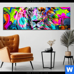 Aluminiumbild Gebürstet Pop Art Loewe No 1 Panorama Produktvorschau mit dem Bild Pop Art Löwe No.1 im Format Panorama.