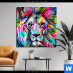 Aluminiumbild Gebürstet Pop Art Loewe No 1 Quadrat Produktvorschau mit dem Bild Pop Art Löwe No.1 im Format Quadrat.