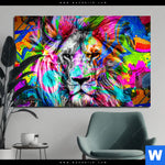 Aluminiumbild Gebürstet Pop Art Loewe No 1 Querformat Produktvorschau mit dem Bild Pop Art Löwe No.1 im Format Querformat.