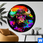 Aluminiumbild Gebürstet Pop Art Stier Rund Produktvorschau mit dem Bild Pop Art Stier im Format Rund.