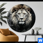 Aluminiumbild Gebürstet Portraet Eines Loewen Rund Produktvorschau mit dem Bild Porträt eines Löwen im Format Rund.