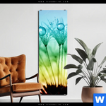 Aluminiumbild Gebürstet Pusteblume Mit Tautropfen Schmal Produktvorschau mit dem Bild Pusteblume mit Tautropfen im Format Schmal.