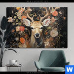 Aluminiumbild Gebürstet Reh Blumen Querformat Produktvorschau mit dem Bild Reh Blumen im Format Querformat.