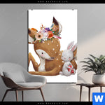 Aluminiumbild Gebürstet Reh Haeschen Hochformat Produktvorschau mit dem Bild Reh & Häschen im Format Hochformat.