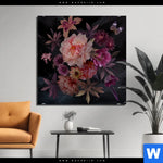 Aluminiumbild Gebürstet Romantische Blumenillustration Quadrat Produktvorschau mit dem Bild Romantische Blumenillustration im Format Quadrat.