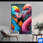 Aluminiumbild Gebürstet Romantische Flamingos Hochformat Produktvorschau mit dem Bild Romantische Flamingos im Format Hochformat.