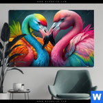 Aluminiumbild Gebürstet Romantische Flamingos Querformat Produktvorschau mit dem Bild Romantische Flamingos im Format Querformat.