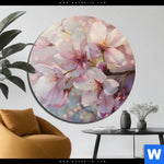Aluminiumbild Gebürstet Romantische Kirschblueten Rund Produktvorschau mit dem Bild Romantische Kirschblüten im Format Rund.