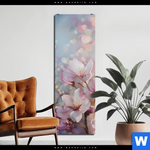 Aluminiumbild Gebürstet Romantische Kirschblueten Schmal Produktvorschau mit dem Bild Romantische Kirschblüten im Format Schmal.