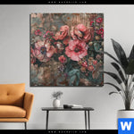Aluminiumbild Gebürstet Romantische Vintageblumen Quadrat Produktvorschau mit dem Bild Romantische Vintageblumen im Format Quadrat.