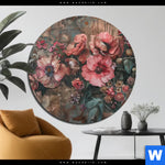 Aluminiumbild Gebürstet Romantische Vintageblumen Rund Produktvorschau mit dem Bild Romantische Vintageblumen im Format Rund.