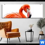 Aluminiumbild Gebürstet Rosa Flamingo Panorama Produktvorschau mit dem Bild Rosa Flamingo im Format Panorama.