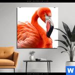 Aluminiumbild Gebürstet Rosa Flamingo Quadrat Produktvorschau mit dem Bild Rosa Flamingo im Format Quadrat.