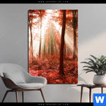 Aluminiumbild Gebürstet Roter Herbstwald Hochformat Produktvorschau mit dem Bild Roter Herbstwald im Format Hochformat.