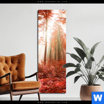 Aluminiumbild Gebürstet Roter Herbstwald Schmal Produktvorschau mit dem Bild Roter Herbstwald im Format Schmal.