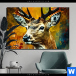 Aluminiumbild Gebürstet Rothirsch Im Herbstwald Querformat Produktvorschau mit dem Bild Rothirsch im Herbstwald im Format Querformat.