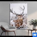 Aluminiumbild Gebürstet Rothirsch Im Winter Hochformat Produktvorschau mit dem Bild Rothirsch im Winter im Format Hochformat.