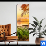 Aluminiumbild Gebürstet Ruhiger Morgen Am See Schmal Produktvorschau mit dem Bild Ruhiger Morgen am See im Format Schmal.