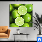 Aluminiumbild Gebürstet Saftige Limetten Voller Energie Quadrat Produktvorschau mit dem Bild Saftige Limetten voller Energie im Format Quadrat.
