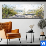Aluminiumbild Gebürstet Sandstrand Und Duene Panorama Produktvorschau mit dem Bild Sandstrand und Düne im Format Panorama.