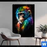 Aluminiumbild Gebürstet Schimpanse In Bunten Farben Hochformat Produktvorschau mit dem Bild Schimpanse in bunten Farben im Format Hochformat.