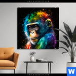 Aluminiumbild Gebürstet Schimpanse In Bunten Farben Quadrat Produktvorschau mit dem Bild Schimpanse in bunten Farben im Format Quadrat.