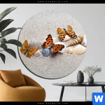 Aluminiumbild Gebürstet Schmetterlinge Muscheln Im Sand Rund Produktvorschau mit dem Bild Schmetterlinge & Muscheln im Sand im Format Rund.