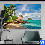 Aluminiumbild Gebürstet Schoener Strand Mit Palmen Querformat Produktvorschau mit dem Bild Schöner Strand mit Palmen im Format Querformat.