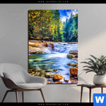 Aluminiumbild Gebürstet Schoener Wasserfall Im Wald Hochformat Produktvorschau mit dem Bild Schöner Wasserfall im Wald im Format Hochformat.
