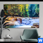 Aluminiumbild Gebürstet Schoener Wasserfall Im Wald Querformat Produktvorschau mit dem Bild Schöner Wasserfall im Wald im Format Querformat.
