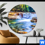Aluminiumbild Gebürstet Schoener Wasserfall Im Wald Rund Produktvorschau mit dem Bild Schöner Wasserfall im Wald im Format Rund.