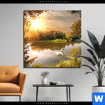 Aluminiumbild Gebürstet Schwan Im Teich Quadrat Produktvorschau mit dem Bild Schwan im Teich im Format Quadrat.