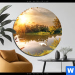 Aluminiumbild Gebürstet Schwan Im Teich Rund Produktvorschau mit dem Bild Schwan im Teich im Format Rund.