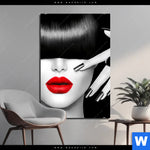 Aluminiumbild Gebürstet Schwarze Eleganz Rote Lippen Hochformat Produktvorschau mit dem Bild Schwarze Eleganz & rote Lippen im Format Hochformat.