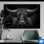 Aluminiumbild Gebürstet Schwarzer Bulle Querformat Produktvorschau mit dem Bild Schwarzer Bulle im Format Querformat.