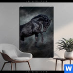 Aluminiumbild Gebürstet Schwarzer Hengst Hochformat Produktvorschau mit dem Bild Schwarzer Hengst im Format Hochformat.