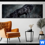 Aluminiumbild Gebürstet Schwarzer Hengst Panorama Produktvorschau mit dem Bild Schwarzer Hengst im Format Panorama.