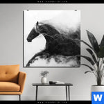 Aluminiumbild Gebürstet Schwarzes Pferd Voller Energie Quadrat Produktvorschau mit dem Bild Schwarzes Pferd voller Energie im Format Quadrat.