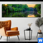 Aluminiumbild Gebürstet See Mit Alter Bruecke Aus Stein Panorama Produktvorschau mit dem Bild See mit alter Brücke aus Stein im Format Panorama.