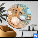 Aluminiumbild Gebürstet Seesterne Muscheln Rund Produktvorschau mit dem Bild Seesterne & Muscheln im Format Rund.