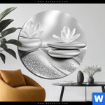 Aluminiumbild Gebürstet Silberne Zen Harmonie Rund Produktvorschau mit dem Bild Silberne Zen Harmonie im Format Rund.