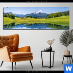 Aluminiumbild Gebürstet Sommerlandschaft In Den Alpen Panorama Produktvorschau mit dem Bild Sommerlandschaft in den Alpen im Format Panorama.