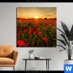 Aluminiumbild Gebürstet Sommerlandschaft Mit Rotem Mohn Quadrat Produktvorschau mit dem Bild Sommerlandschaft mit rotem Mohn im Format Quadrat.
