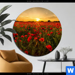 Aluminiumbild Gebürstet Sommerlandschaft Mit Rotem Mohn Rund Produktvorschau mit dem Bild Sommerlandschaft mit rotem Mohn im Format Rund.