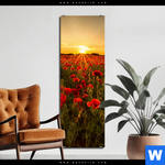 Aluminiumbild Gebürstet Sommerlandschaft Mit Rotem Mohn Schmal Produktvorschau mit dem Bild Sommerlandschaft mit rotem Mohn im Format Schmal.