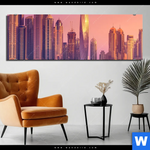 Aluminiumbild Gebürstet Sonnenaufgang In Dubai Panorama Produktvorschau mit dem Bild Sonnenaufgang in Dubai im Format Panorama.