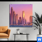 Aluminiumbild Gebürstet Sonnenaufgang In Dubai Quadrat Produktvorschau mit dem Bild Sonnenaufgang in Dubai im Format Quadrat.