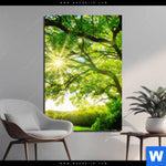 Aluminiumbild Gebürstet Sonnendurchfluteter Baum Hochformat Produktvorschau mit dem Bild Sonnendurchfluteter Baum im Format Hochformat.