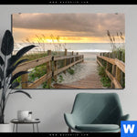 Aluminiumbild Gebürstet Sonnenuntergang Am Strandweg Querformat Produktvorschau mit dem Bild Sonnenuntergang am Strandweg im Format Querformat.