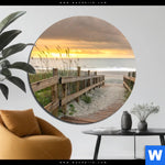 Aluminiumbild Gebürstet Sonnenuntergang Am Strandweg Rund Produktvorschau mit dem Bild Sonnenuntergang am Strandweg im Format Rund.